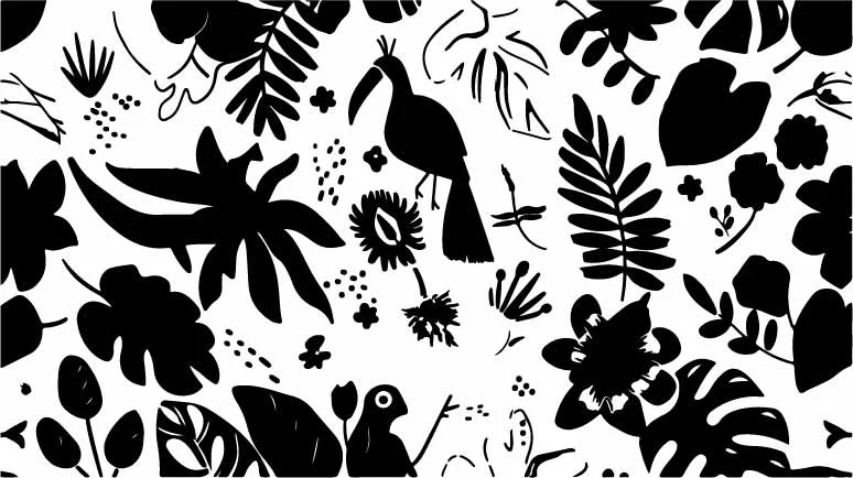 Tropical Toucan and Palm Leaves Free Vector Pattern