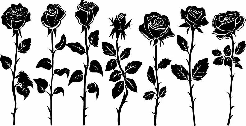 Long Stem Rose Botanical Free Vector Seamless Pattern