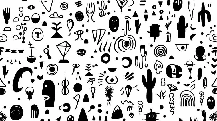 Boho Mystery Doodle Symbols Free Vector Pattern