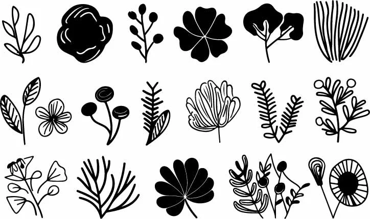 Botanical Leaves and Foliage Free Vector Pattern