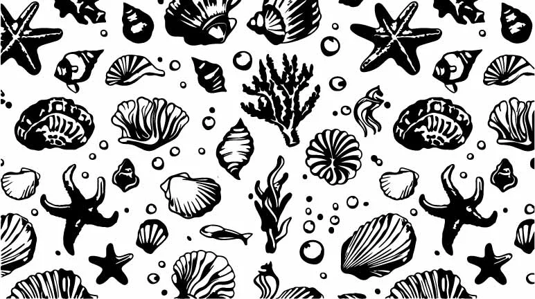 Coastal Seashell Marine Life Free Vector Pattern