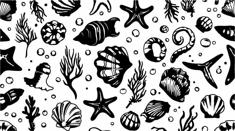 Marine Seashells and Starfish Free Vector Pattern