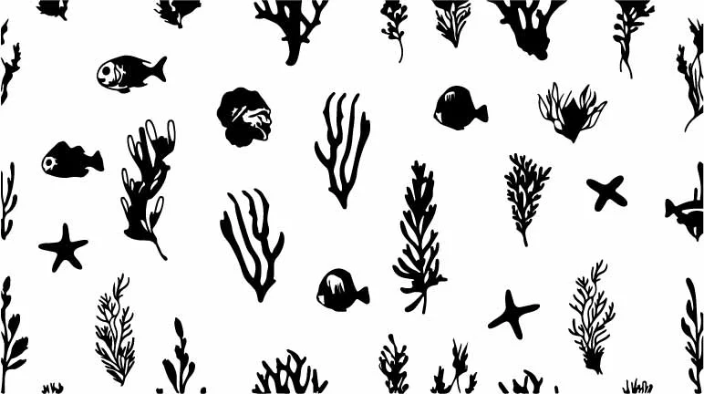 Seaweed and Coral Reef Free Vector Seamless Pattern