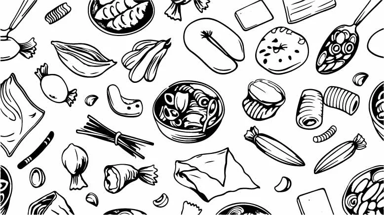 Cooking Food and Seafood Free Vector Seamless Pattern