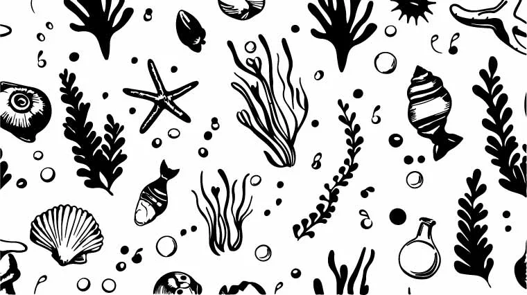 Ocean Sea Life and Coral Free Vector Pattern Design