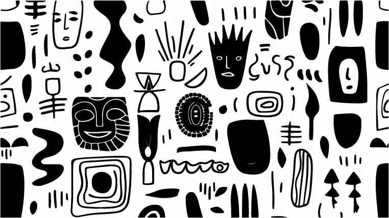 Abstract Tribal Faces Pattern Free Vector Background
