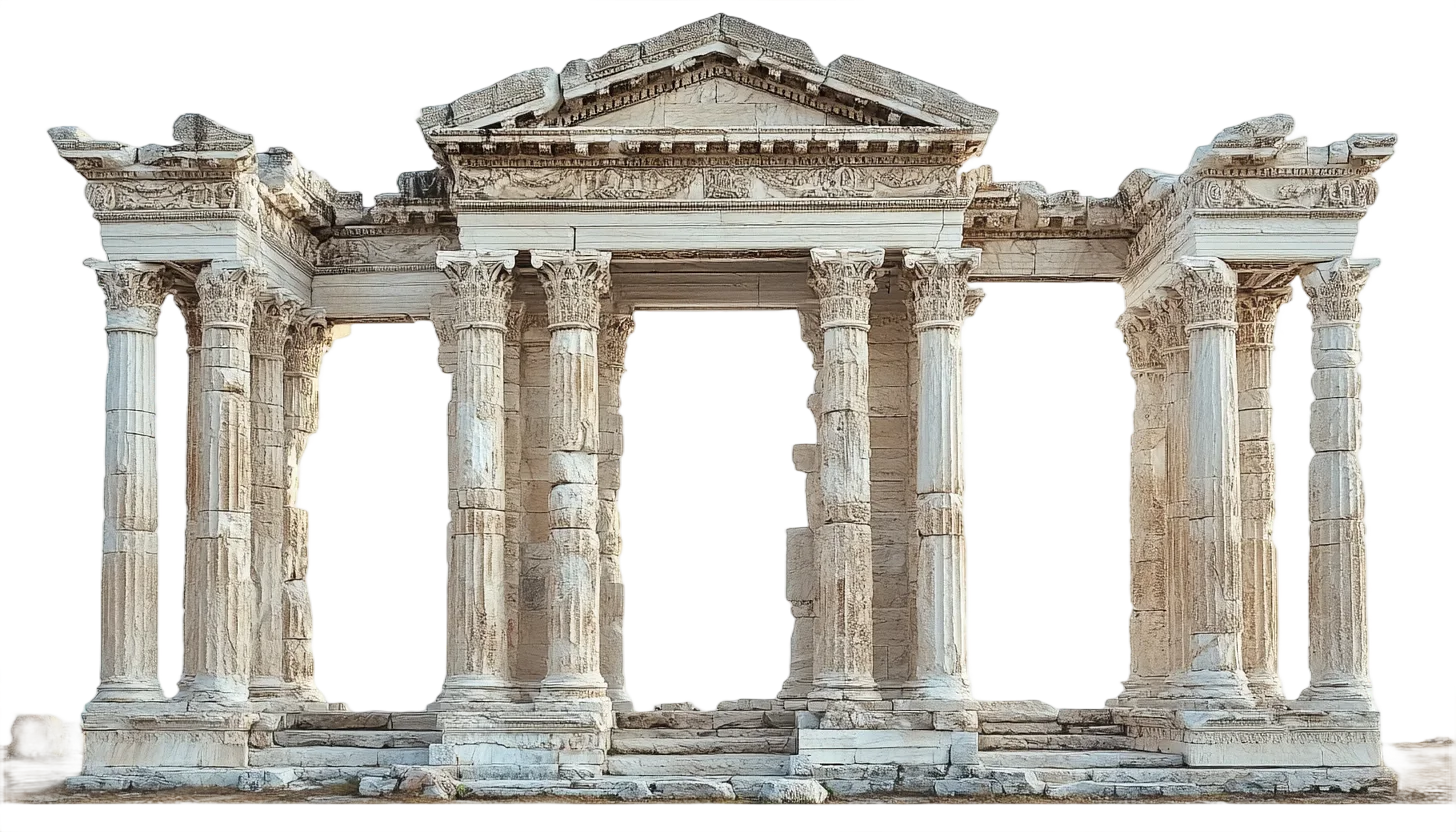 Classical Greek Temple Facade Ruins Free PNG