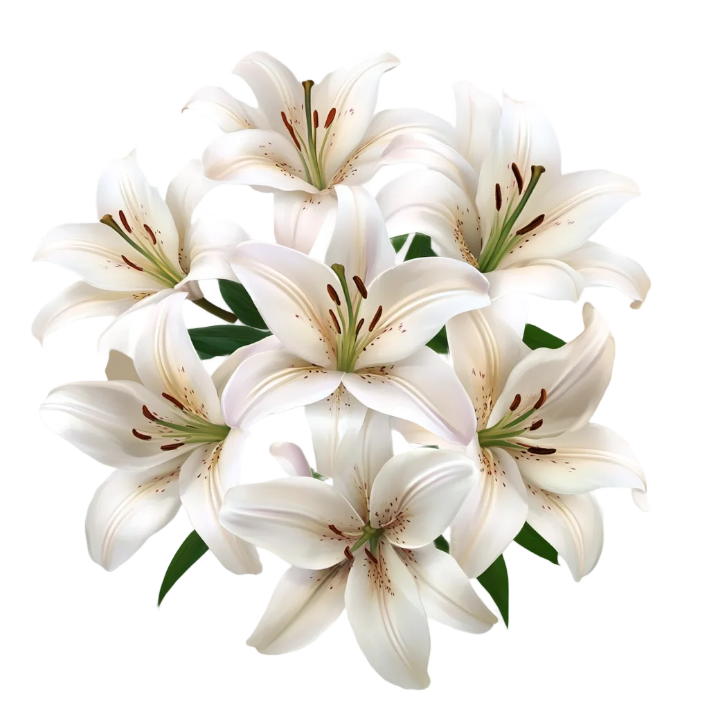 White Lily Floral Bouquet Flower Bunch Free PNG