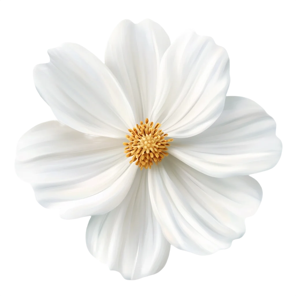 White Cosmos Flower Floral Blossom Head Free PNG
