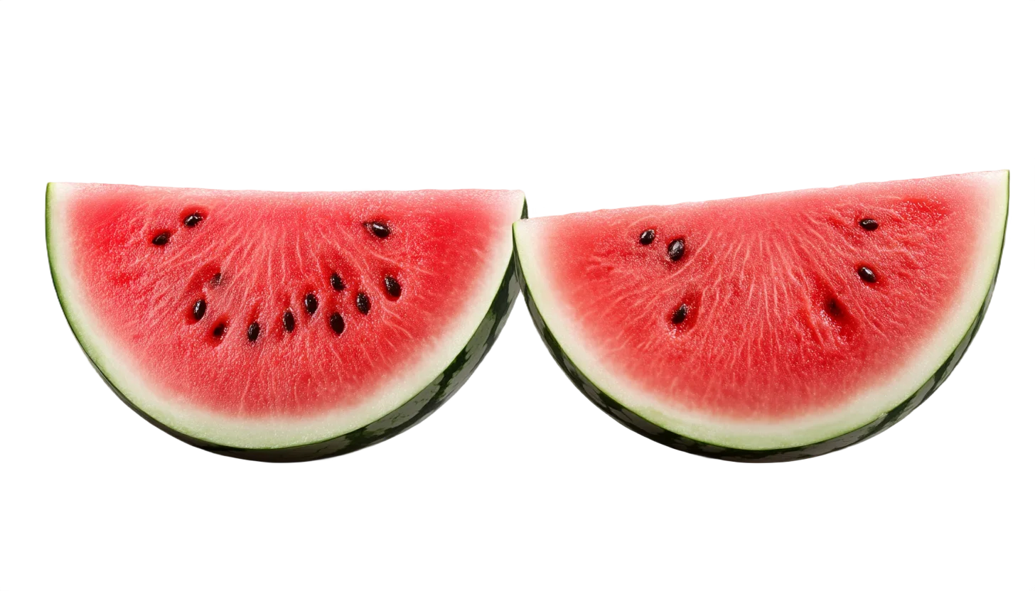 Two Fresh Red Watermelon Fruit Slices Free PNG