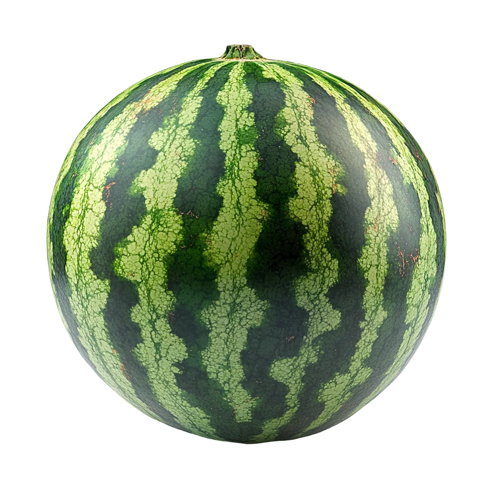 Fresh Round Green Striped Watermelon Melon Free PNG