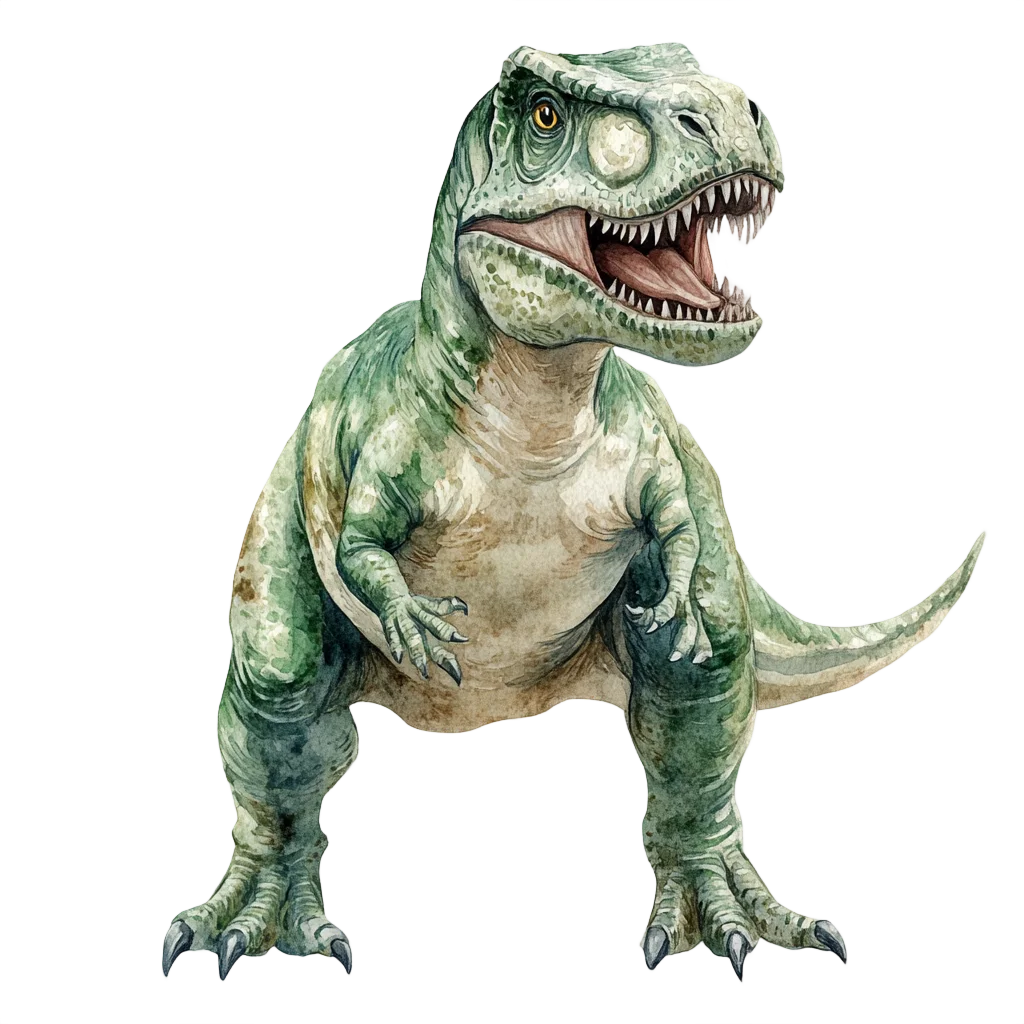 Watercolor Green Tyrannosaurus Rex Dinosaur Free PNG