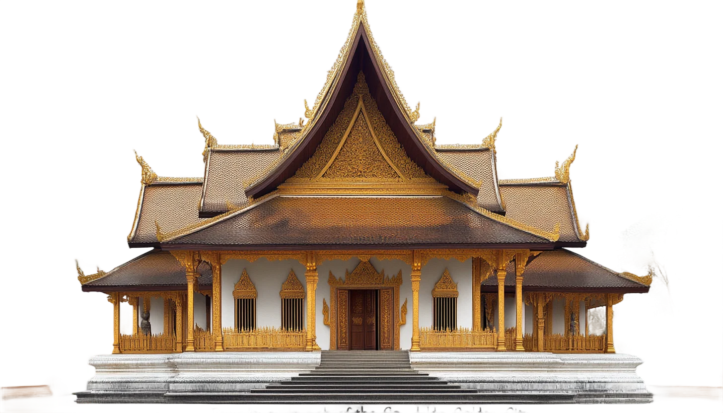 Traditional Thai Wooden Pavilion Temple Hall Free PNG