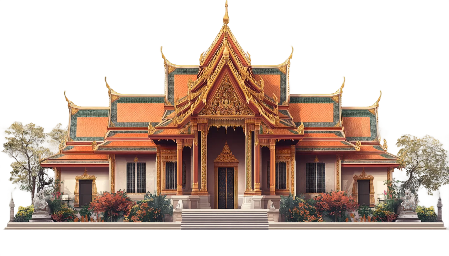 Traditional Southeast Asian Temple Palace Building Free PNG