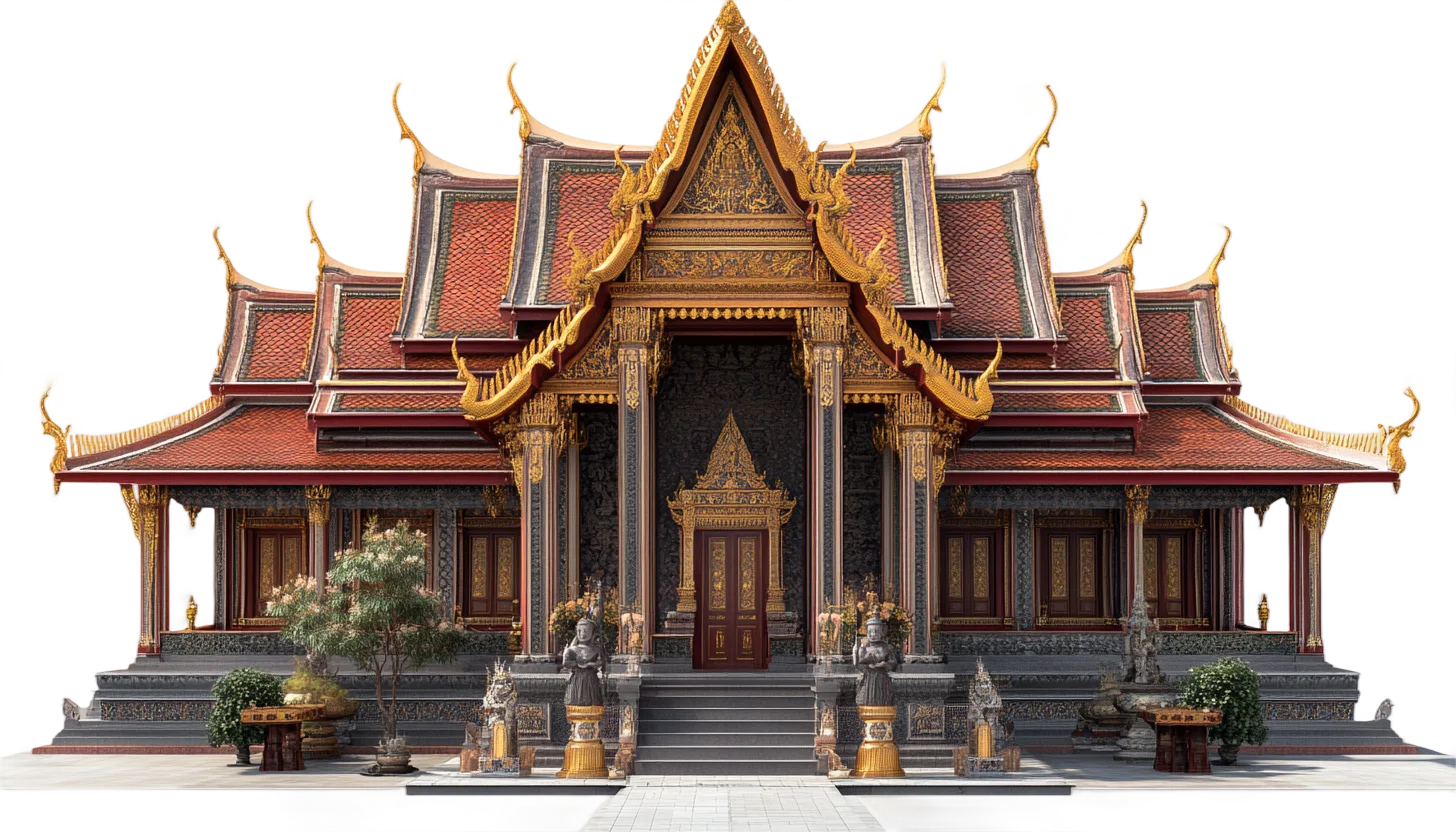 Traditional Thai Buddhist Temple Pavilion Facade Free PNG