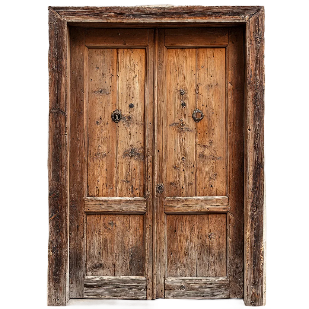 Vintage Weathered Wooden Double Doors Free PNG