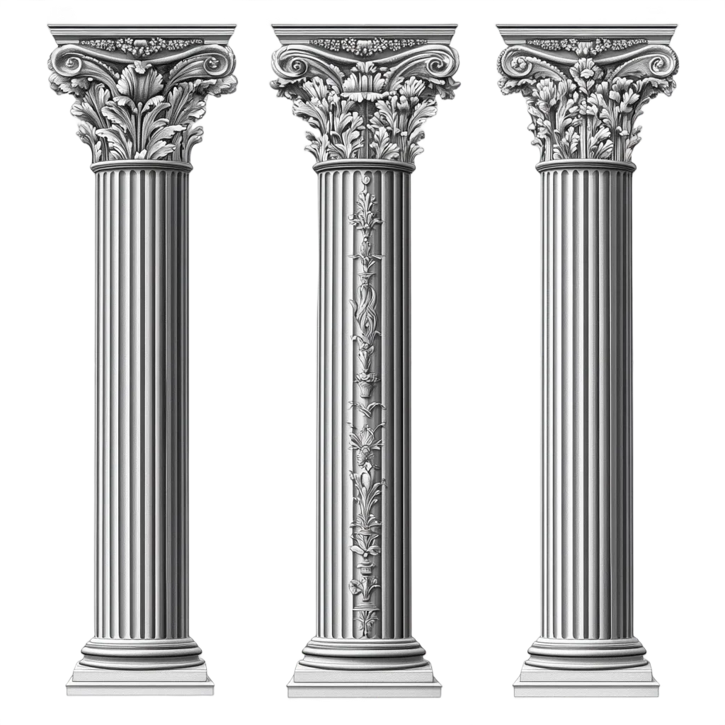 Classic Fluted Stone Columns Classical Pillars Free PNG