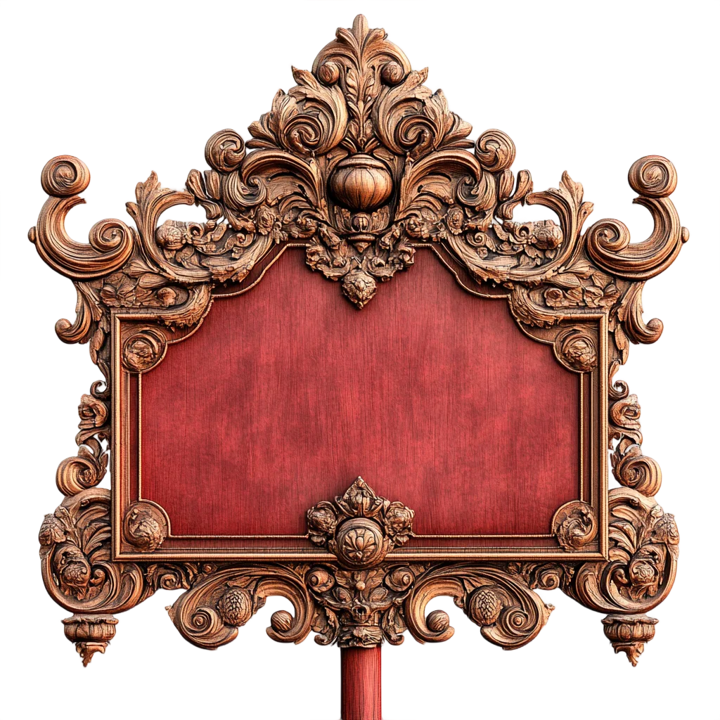 Vintage Carved Wood Shrine Plaque Frame Free PNG