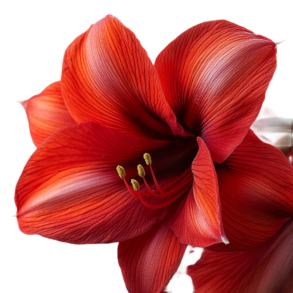 Rich Red Blooming Amaryllis Flower Petals Free PNG