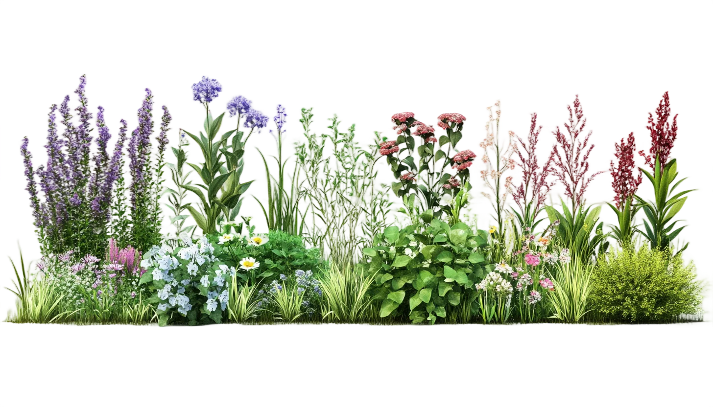 Lush Garden Flower Bed Herbaceous Border Free PNG