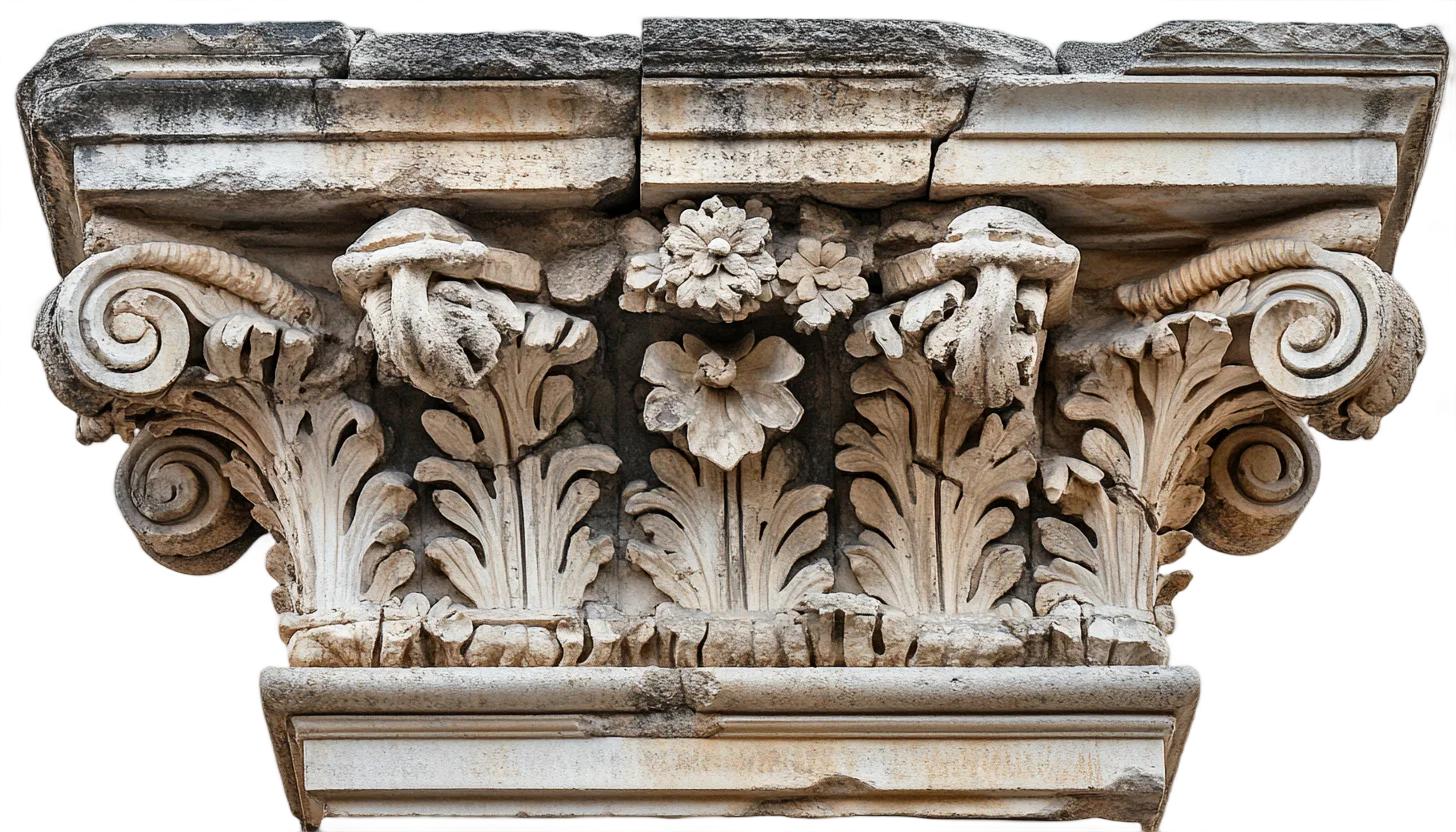 Ancient Roman Corinthian Capital Carved Stone Free PNG