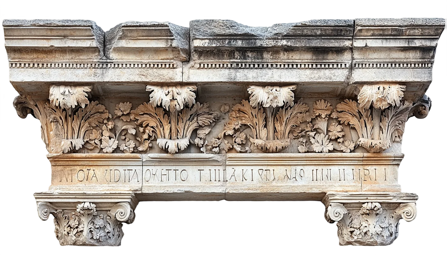 Ancient Classical Carved Stone Entablature Free PNG