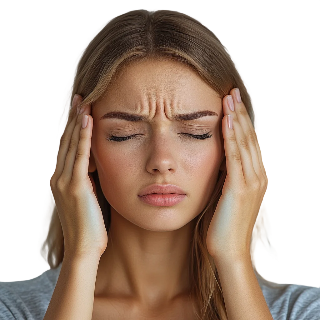 Young Woman with Severe Migraine Headache Free PNG