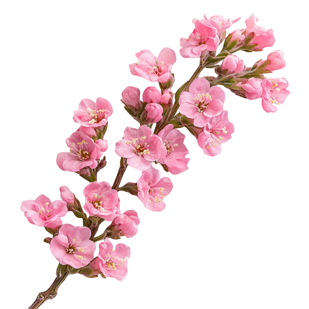 Dense Pink Cherry Blossom Flowering Branch Free PNG