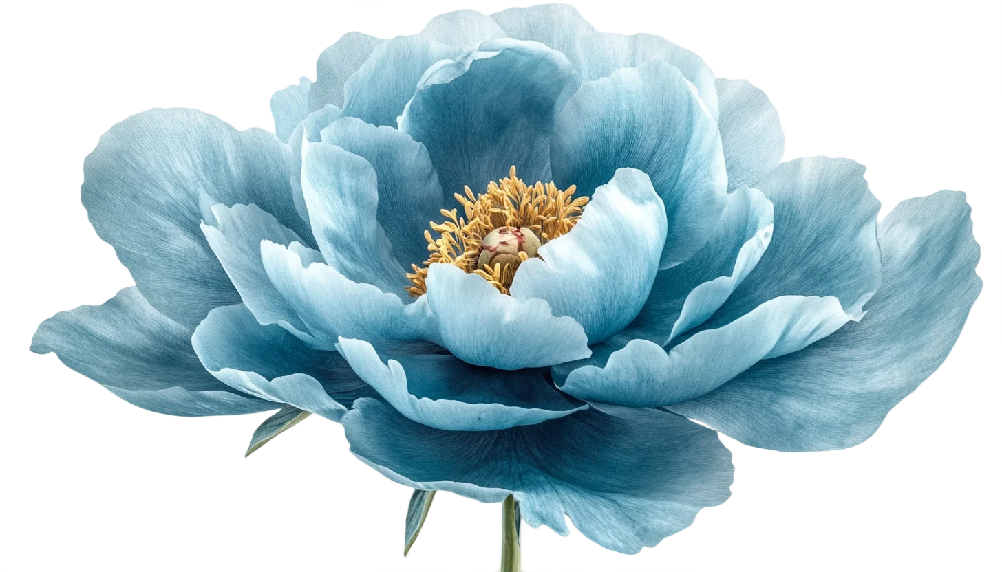 Vintage Teal Blue Peony Flower Bloom Free PNG