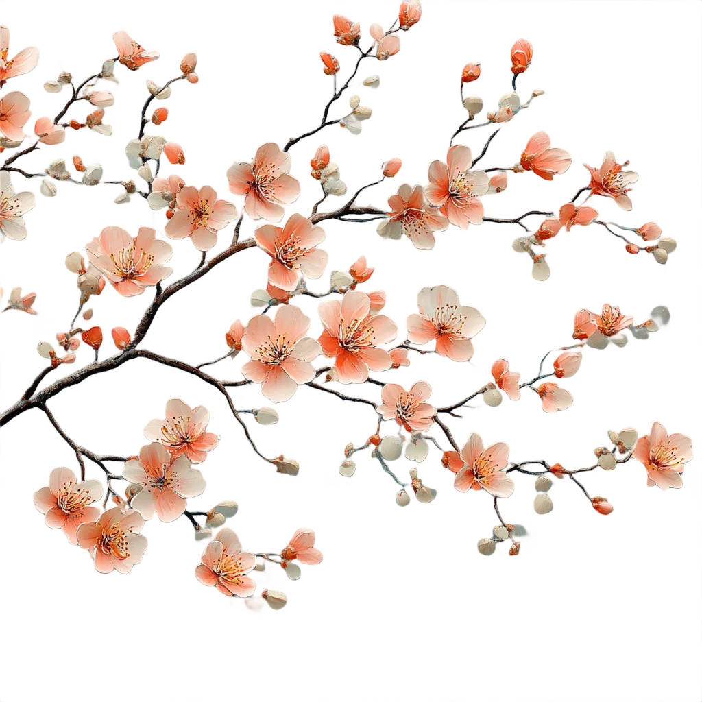 Peach Blossom Floral Tree Branch Clipart Free PNG