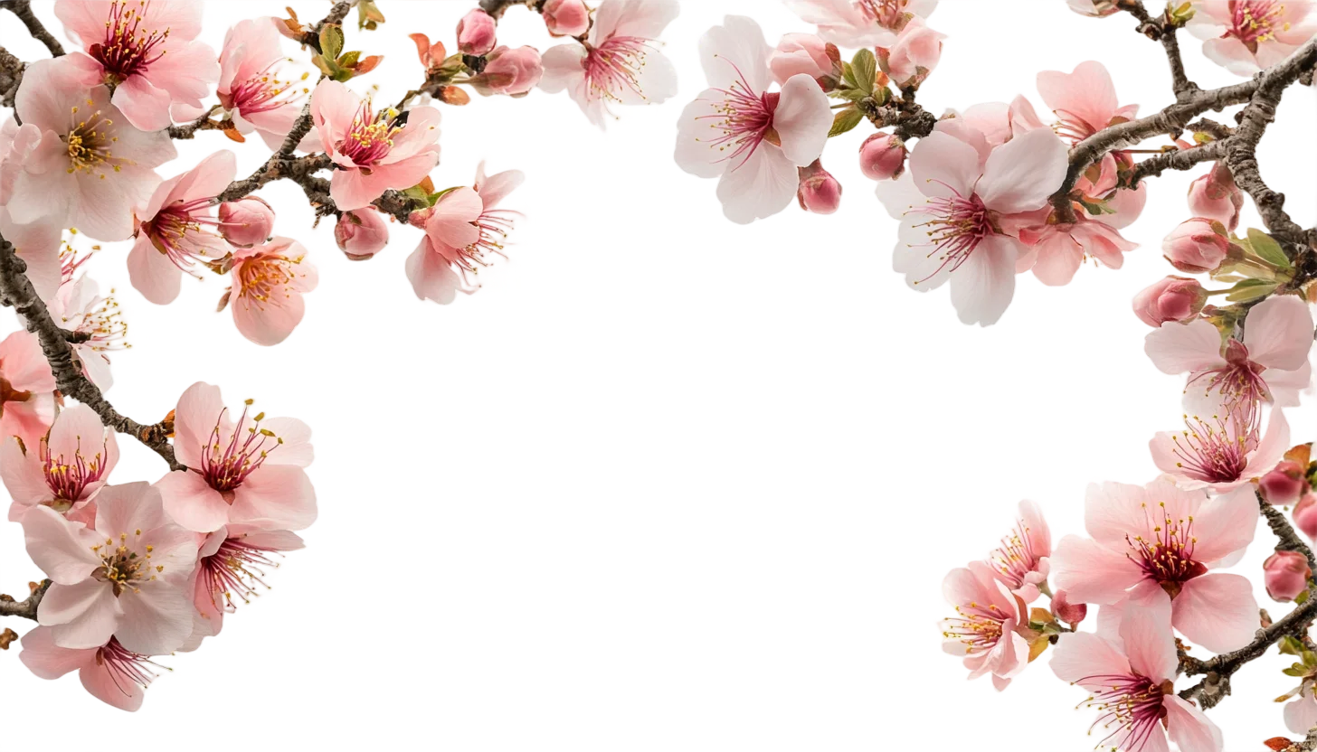 Pink Sakura Cherry Blossom Corner Border Free PNG