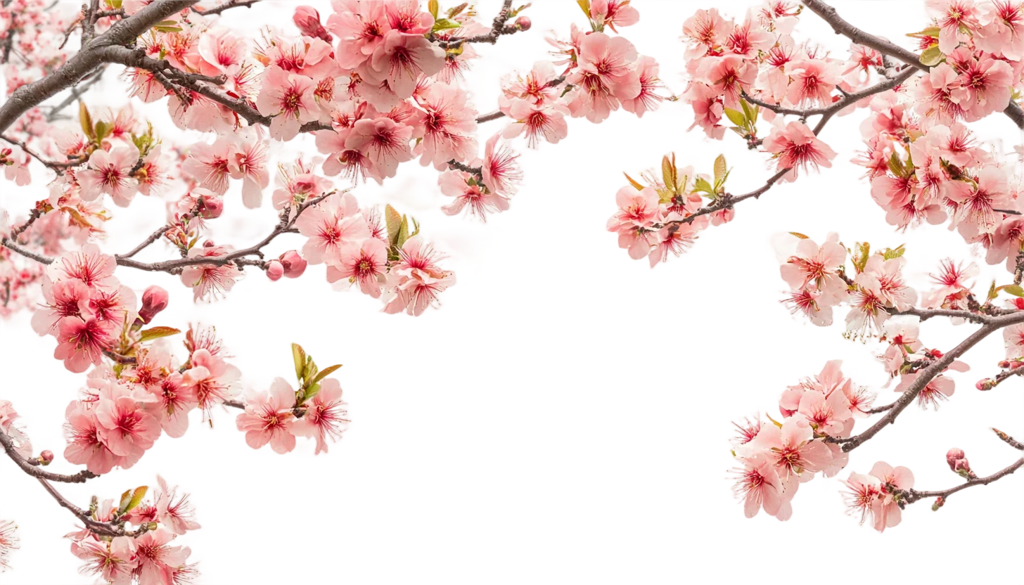 Pink Cherry Blossom Floral Border Frame Free PNG