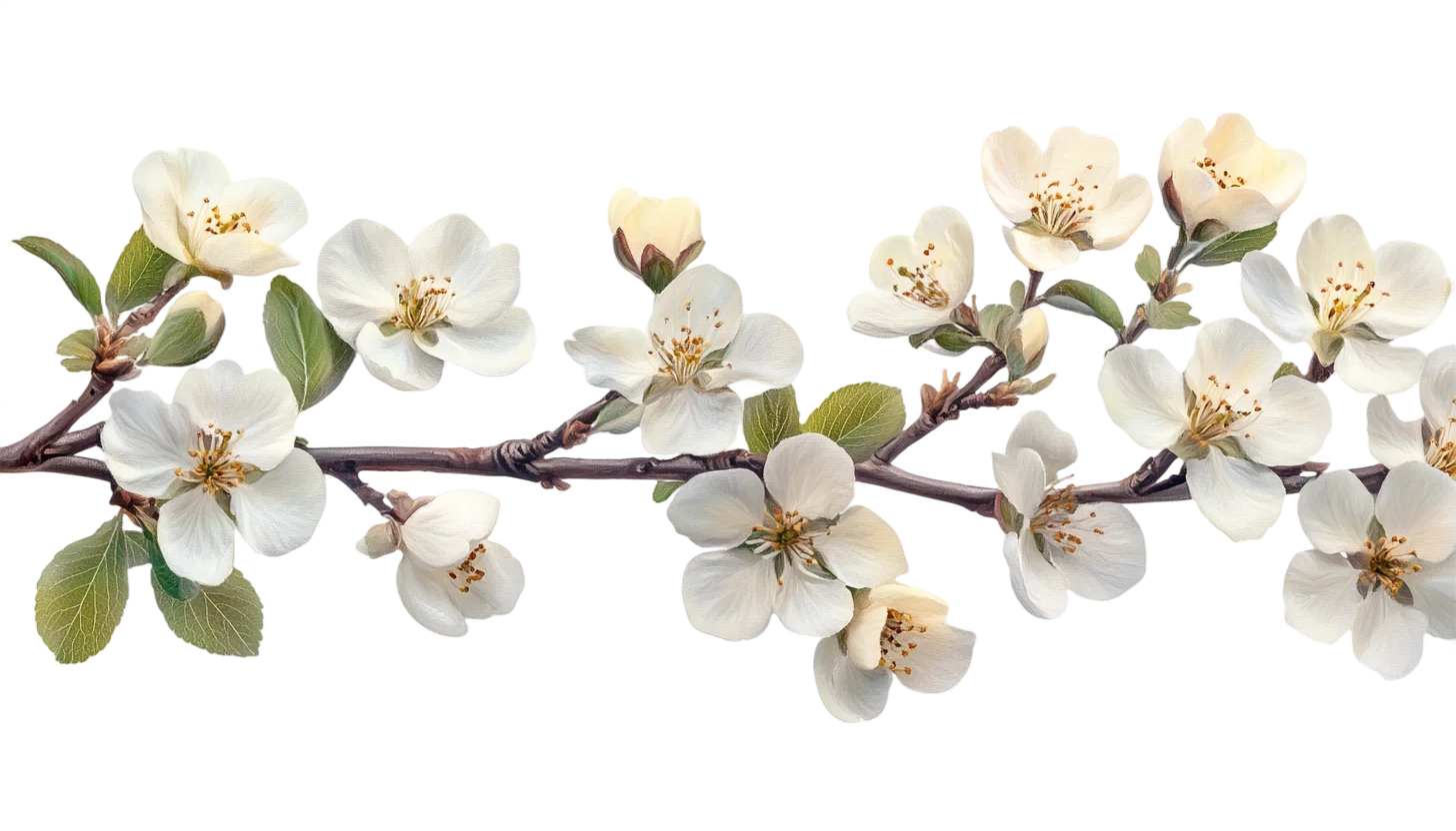 White Cherry Blossom Branch Blooming Flowers Free PNG