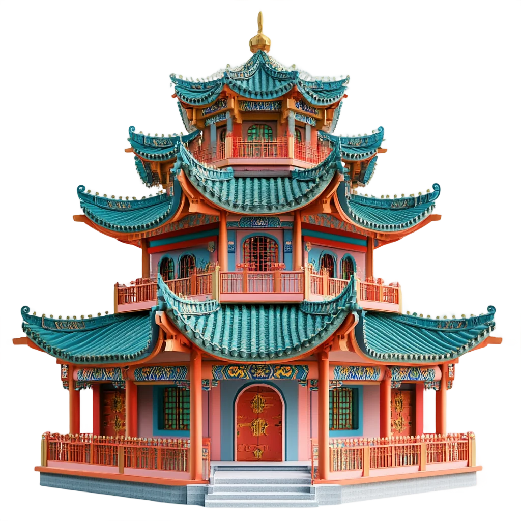 Multi-Tiered Chinese Green Pagoda Tower Free PNG