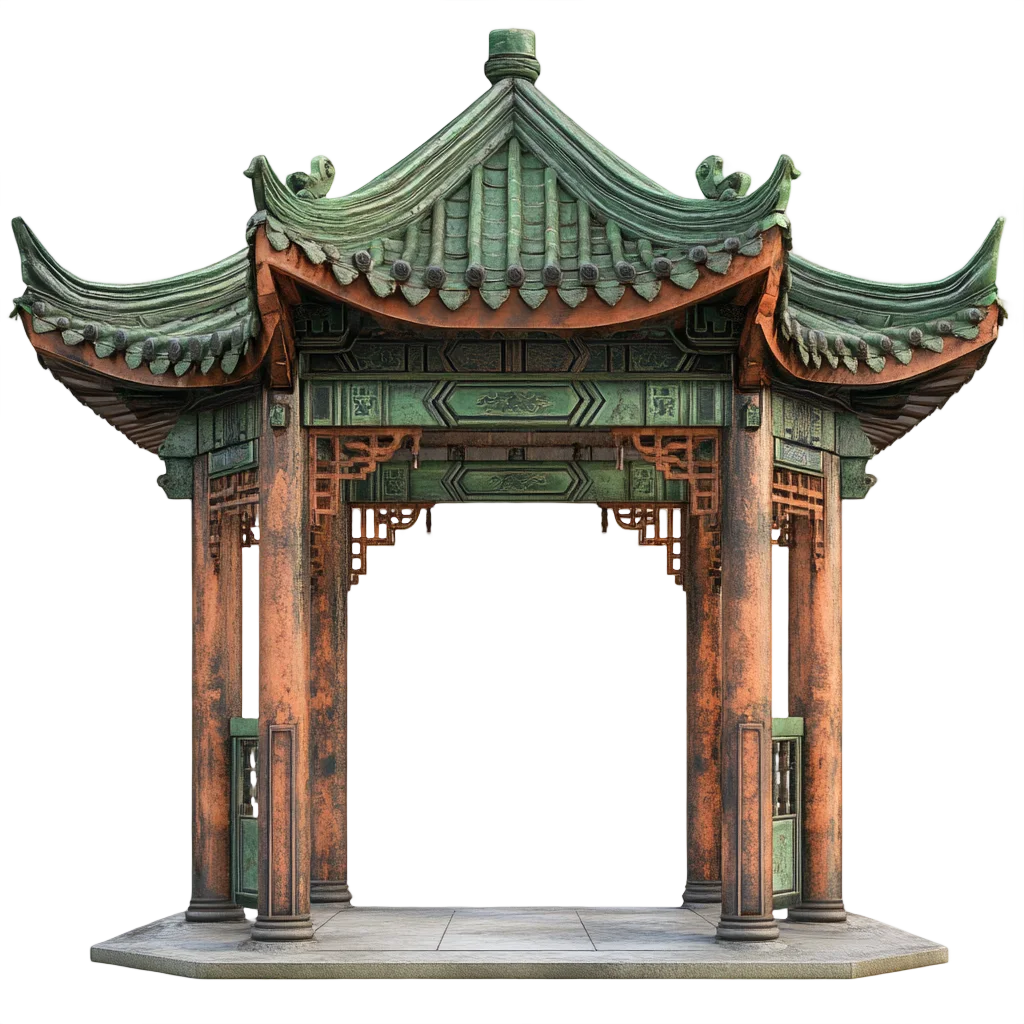 Traditional Asian Wooden Pavilion Gate Arch Free PNG