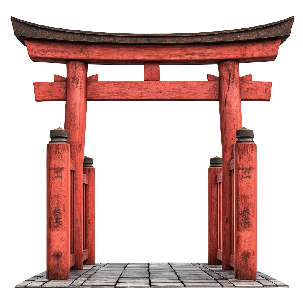 Traditional Red Wooden Japanese Torii Gate Free PNG