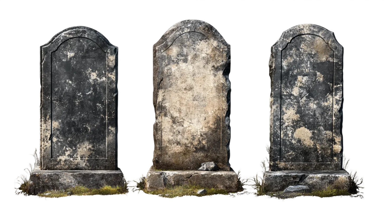 Old Weathered Cemetery Gravestones Tombstones Free PNG