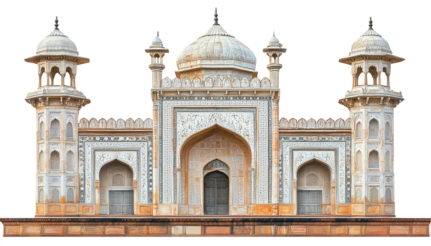 Historic Mughal Marble Tomb Entrance Facade Free PNG