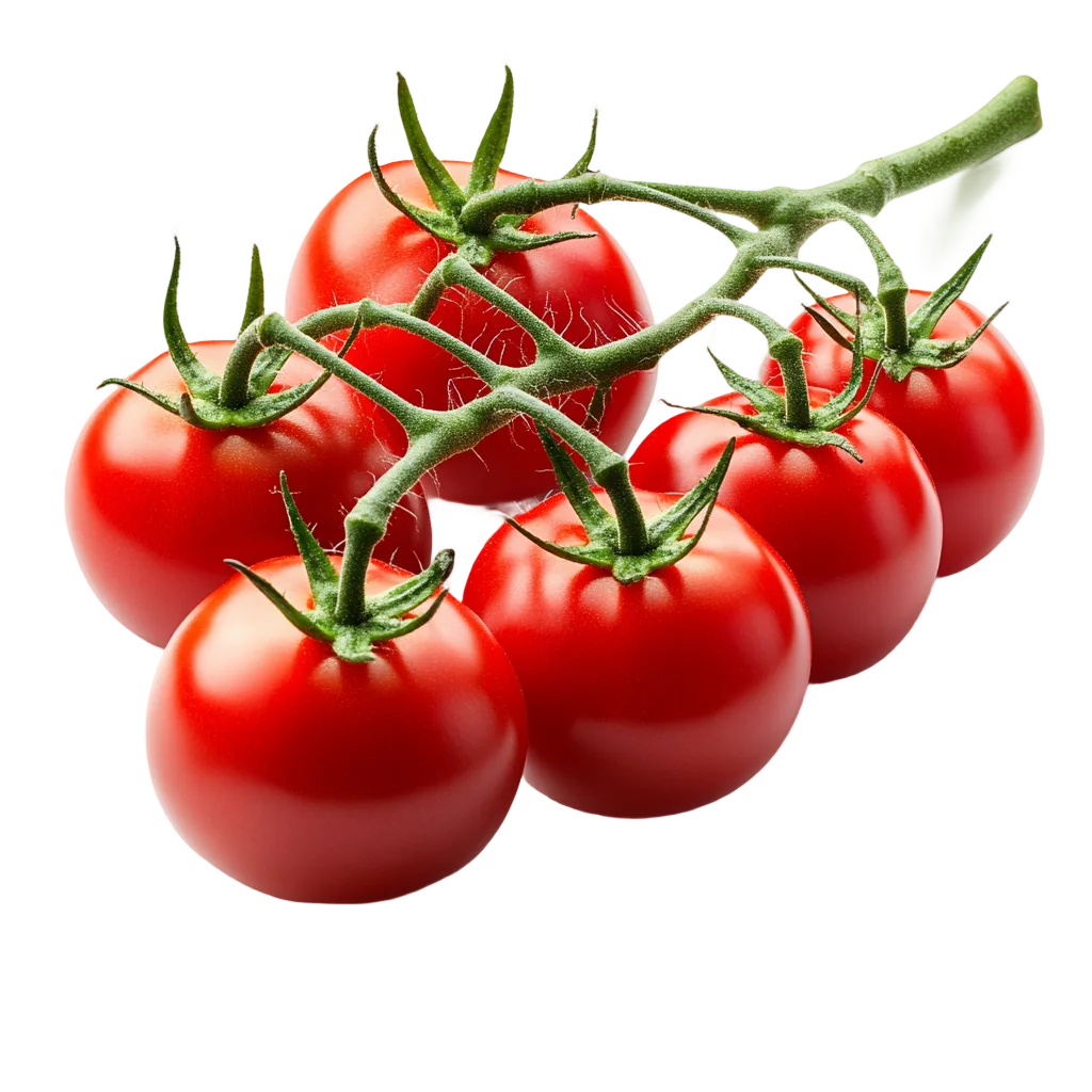 Fresh Red Tomatoes on Vine Cluster Free PNG