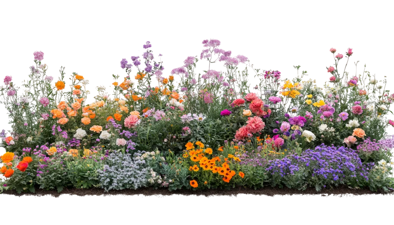 Vibrant Wildflower Meadow Bed Garden Floral Border Free PNG