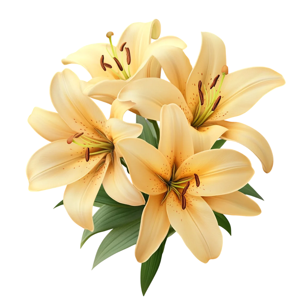Cream Yellow Lily Flower Blossom Bouquet Cutout Free PNG