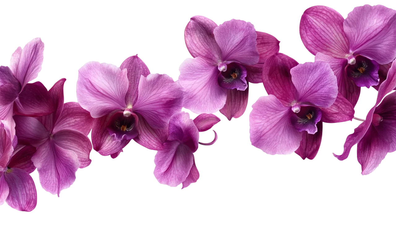Vibrant Violet Orchid Flower Blossoms Branch Swag Free PNG