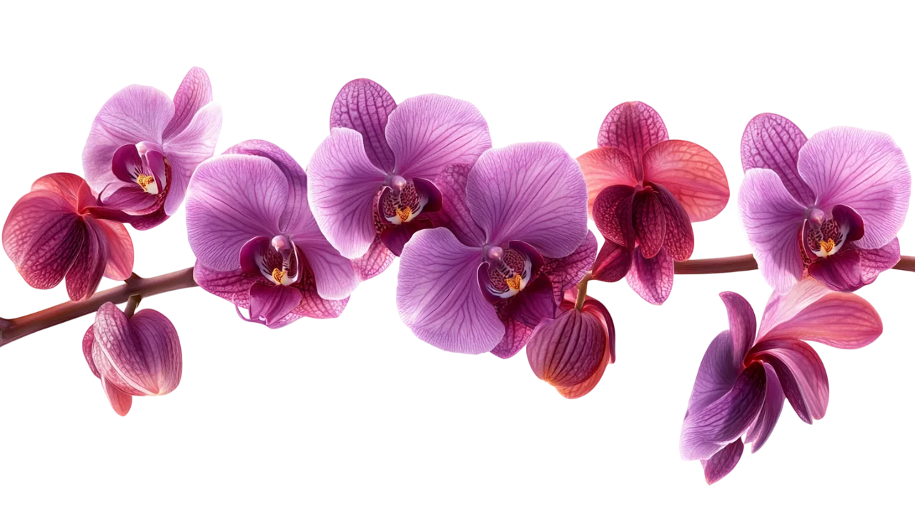 Clustered Magenta Orchid Flower Blossom Branch Free PNG