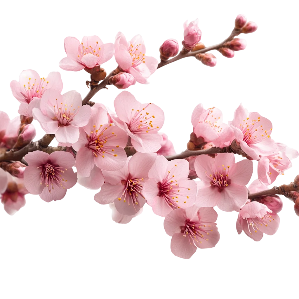 Horizontal Pink Cherry Blossom Flower Branch Free PNG