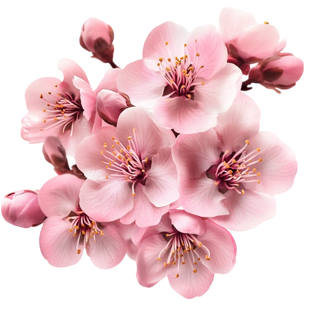 Cluster of Pink Cherry Blossom Flower Petals Free PNG
