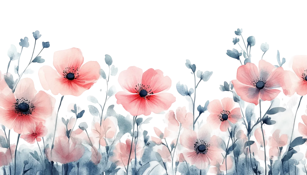 Pastel Pink Wildflowers Watercolor Field Art Free PNG