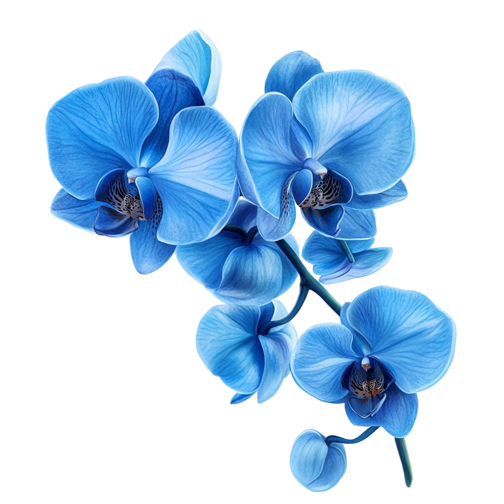 Light Blue Phalaenopsis Orchid Flower Branch Free PNG