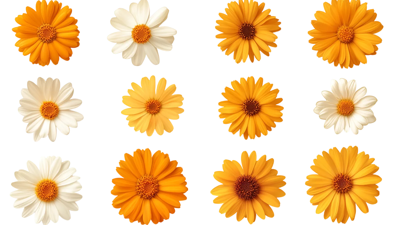 Yellow Wildflower Blossoms Clustered Flower Set Free PNG