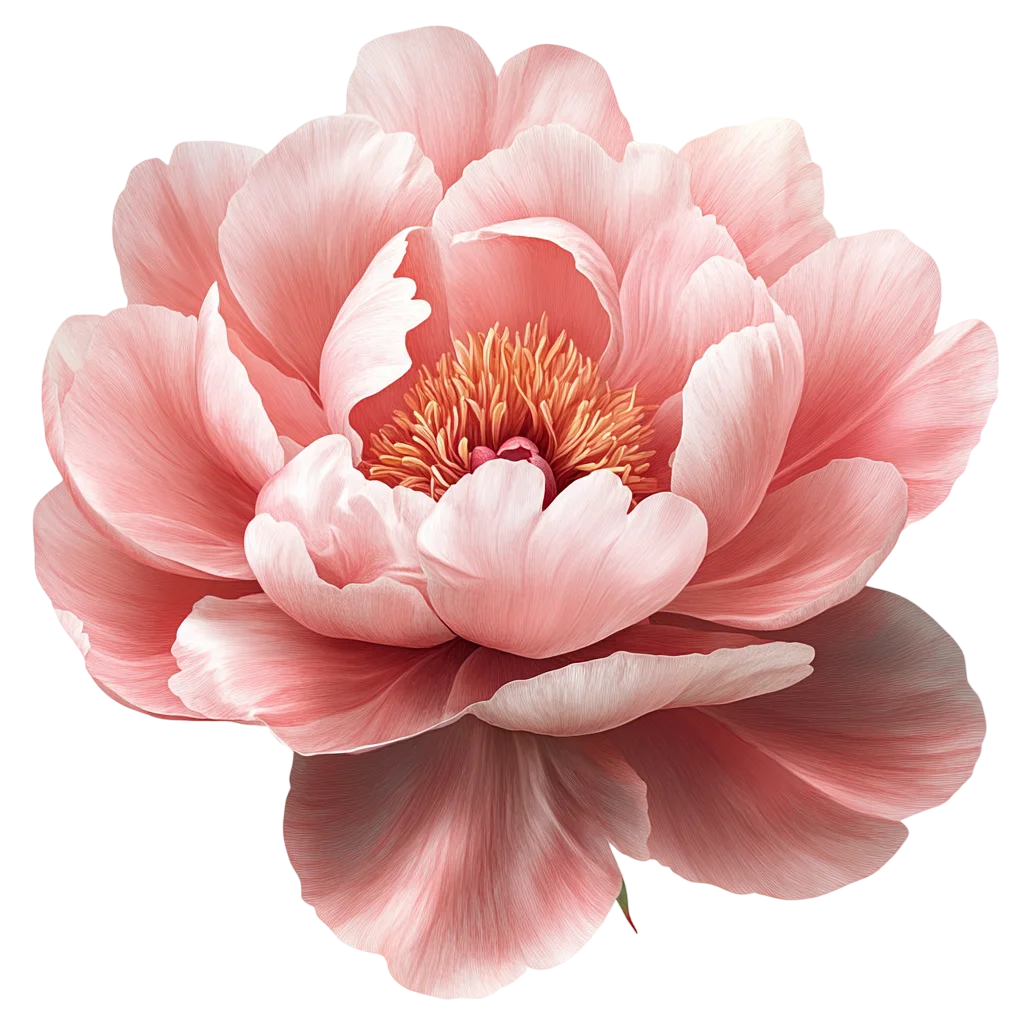 Soft Pink Peony Rose Blossom Flower Head Cutout Free PNG