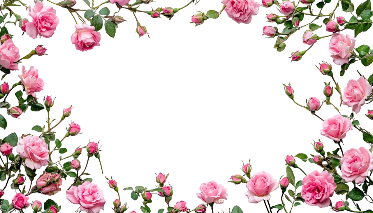 Pink Wildflower Spring Floral Frame Border Free PNG